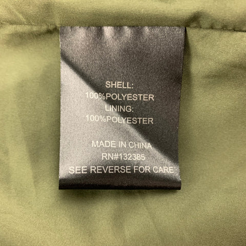 LOVE TOKEN Abrigo sin cuello texturizado de poliéster verde oliva Talla S