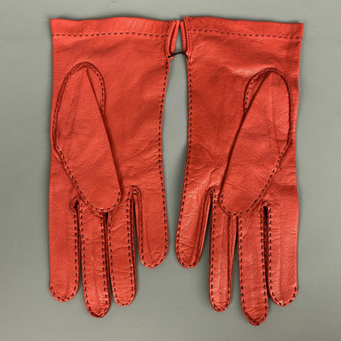 VINTAGE Taille 7 Gants en cuir rouge
