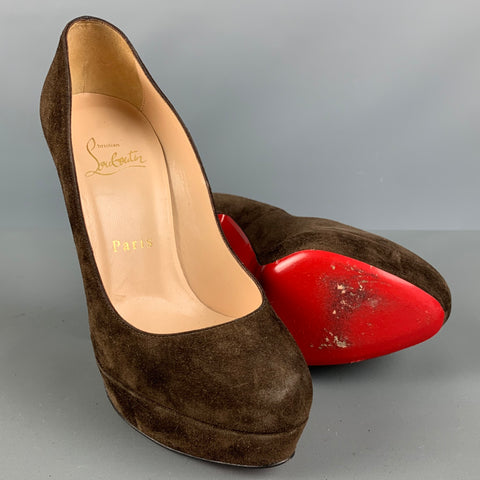 CHRISTIAN LOUBOUTIN Talla 6 Zapatos de tacón con plataforma de ante marrón