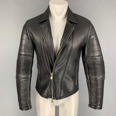 EMPORIO ARMANI Size 36 Black Leather Biker Jacket