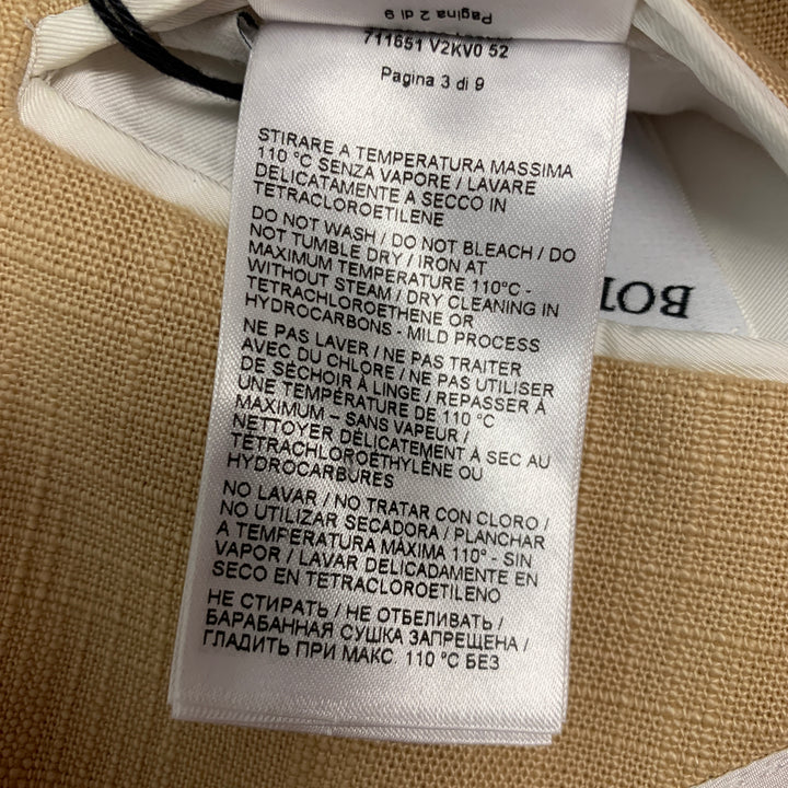 BOTTEGA VENETA Size 42 Khaki Woven Cotton Notch Lapel Sport Coat