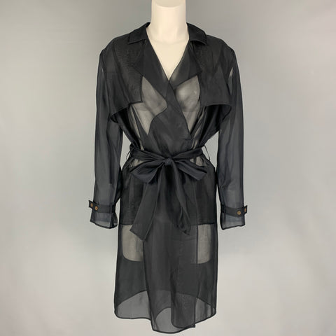 PORTS 1961 Chaqueta negra con solapa de muesca transparente talla 8
