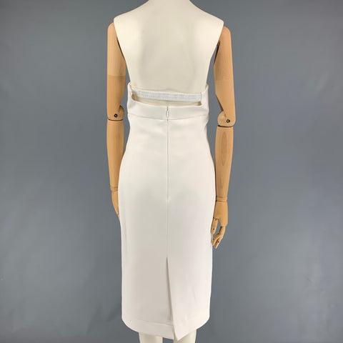 SAINT LAURENT Vestido de cóctel con corte sin tirantes y viscosa blanca talla 2