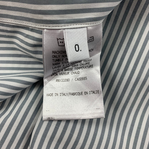 THOM BROWNE Size XS White Grey Stripe Cotton Button Down Long Sleeve Shirt