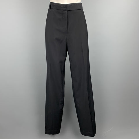 JIL SANDER Size 6 Black Virgin Wool Wide Leg Dress Pants