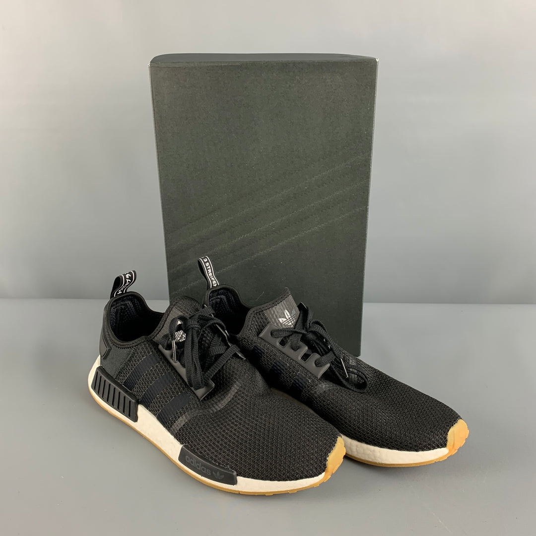 ADIDAS Size 13 Black Woven Nylon Lace Up Sneakers Sui Generis Designer Consignment ADIDAS Size 13 Black Woven Nylon Lace Up Sneakers Sui Generis Designer Consignment