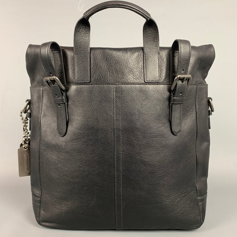 COACH Black Leather Top Handles Backpack