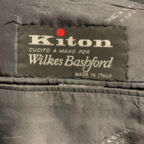 KITON Size 46 Black Wool Notch Lapel Sport Coat