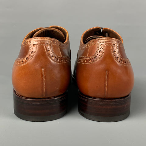 CARMINA Size 11.5 Tan Perforated Leather Cap Toe Lace Up Shoes