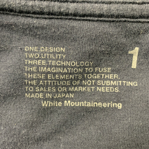 WHITE MOUNTAINEERING Size S Navy Mixed Fabrics Cotton Crew-Neck T-shirt