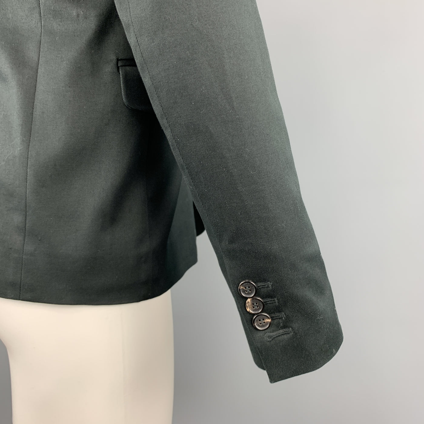 DSQUARED2 Size 38 Black Cotton / Elastane Shawl Collar Safety Pin Sport Coat