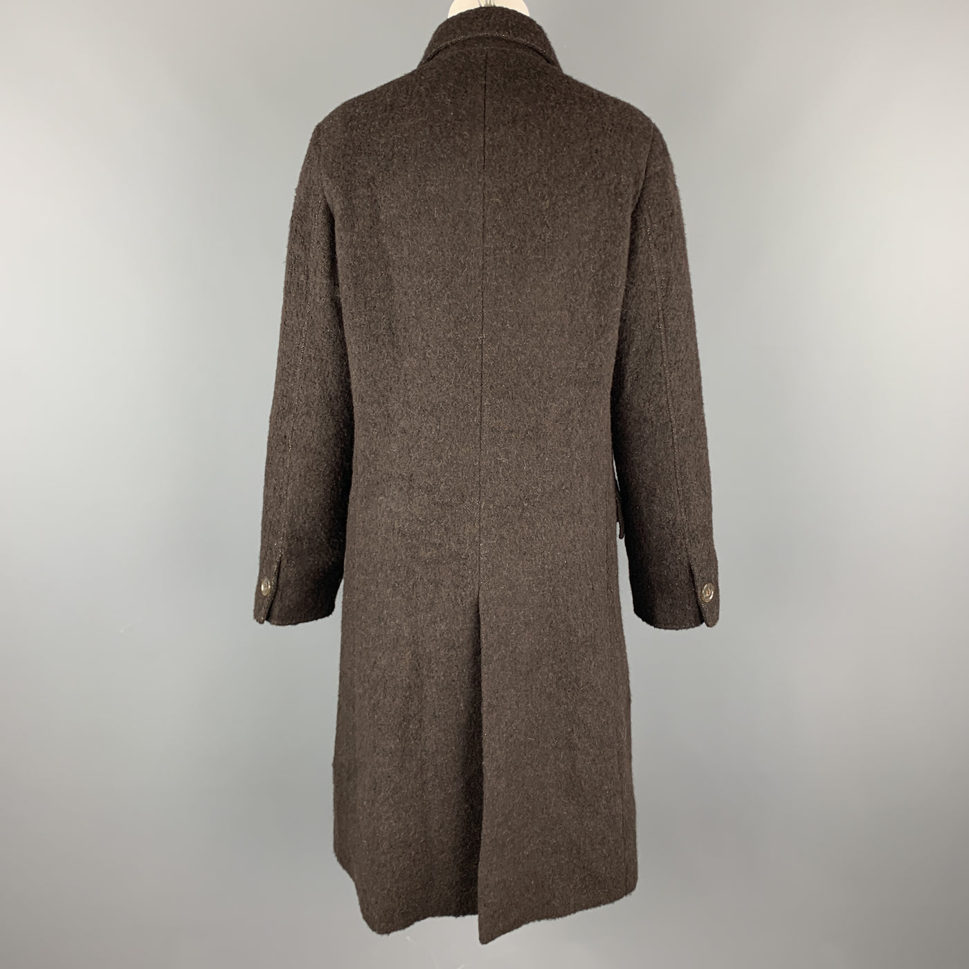 LUCIANO BARBERA Size 10 Dark Brown Sparkle Alpaca Blend Coat