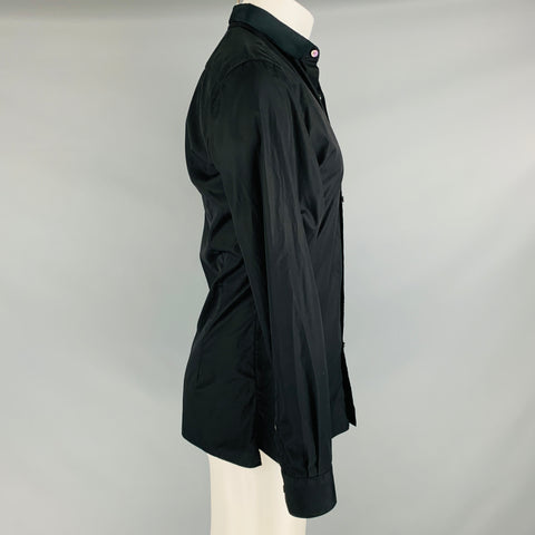 LANVIN Size S Black Cotton Button Up Long Sleeve Shirt