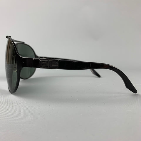 RALPH LAUREN Black Metal Aviator Sunglasses