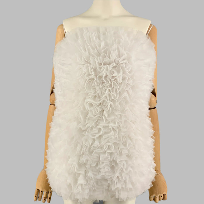 EMILIO PUCCI x TOMO KOIZUMI Size 2 White Ruffled Polyester Blend Tulle Playsuit
