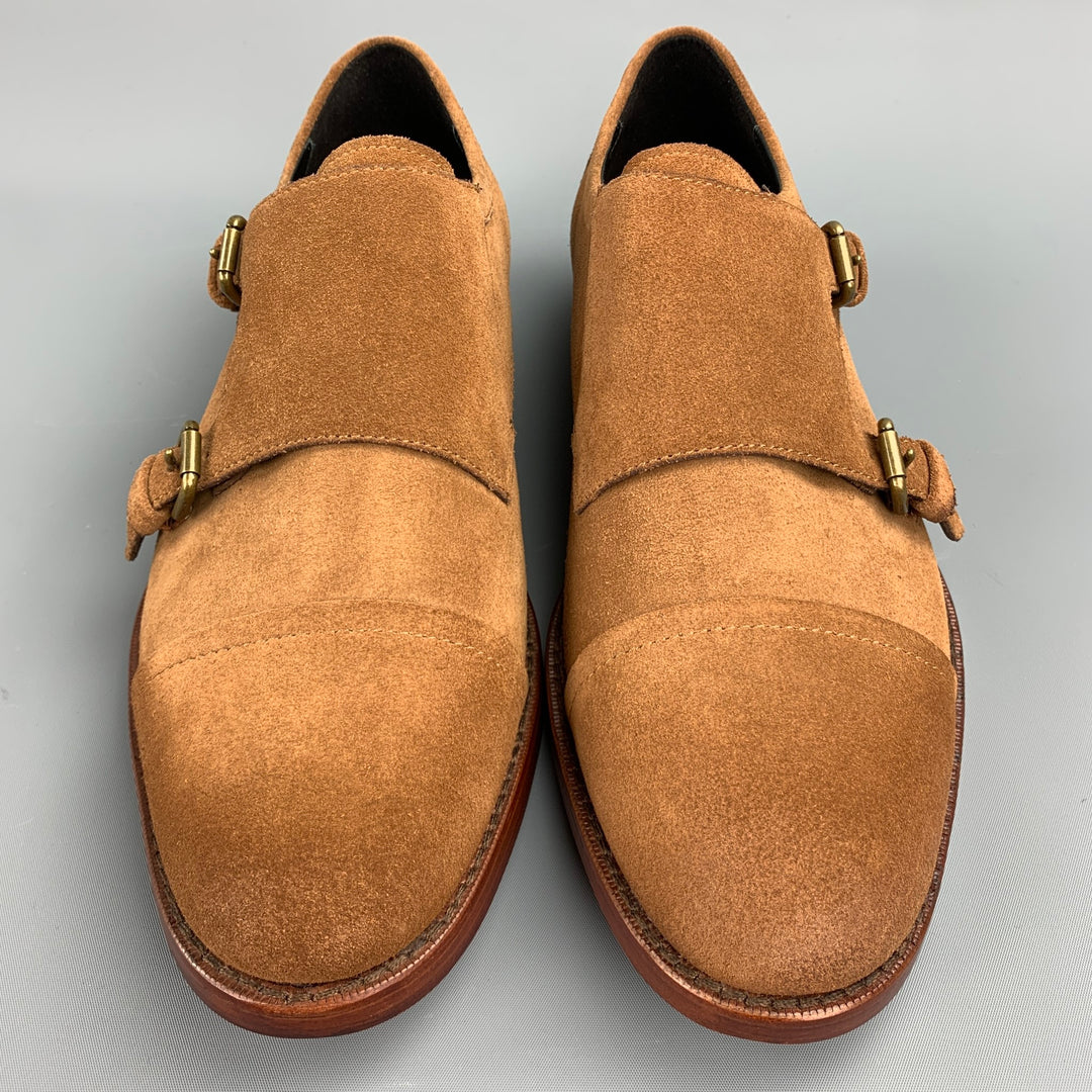 COACH Size 11 Tan Suede Double Monk Strap Loafers