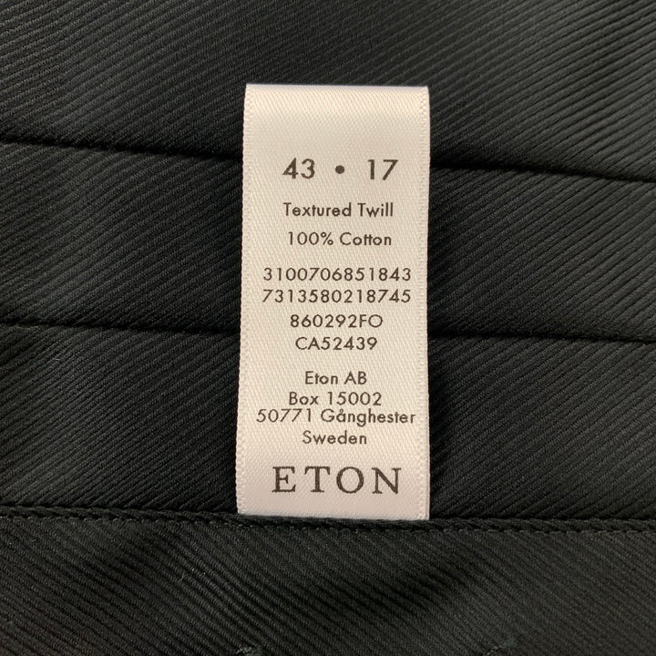 ETON Talla XL Camisa de manga larga delgada de esmoquin de algodón negro