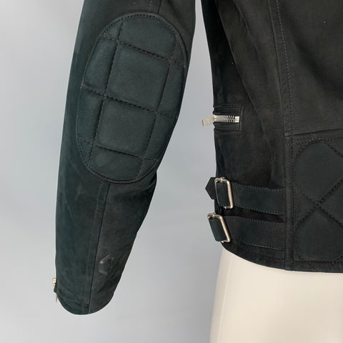 BURBERRY PRORSUM Size 38 Black Quilted Lamb Leather Biker Jacket