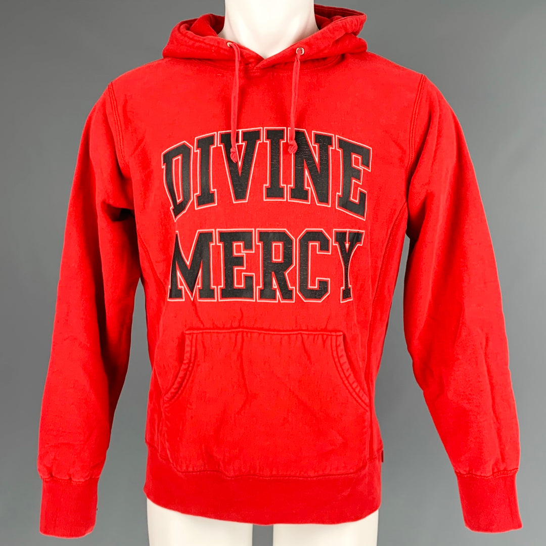 SUPREME Talla M Sudadera con capucha de algodón rojo negro