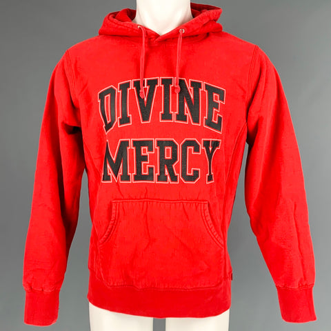 SUPREME Size M Red Black Cotton Hoodie Sweatshirt