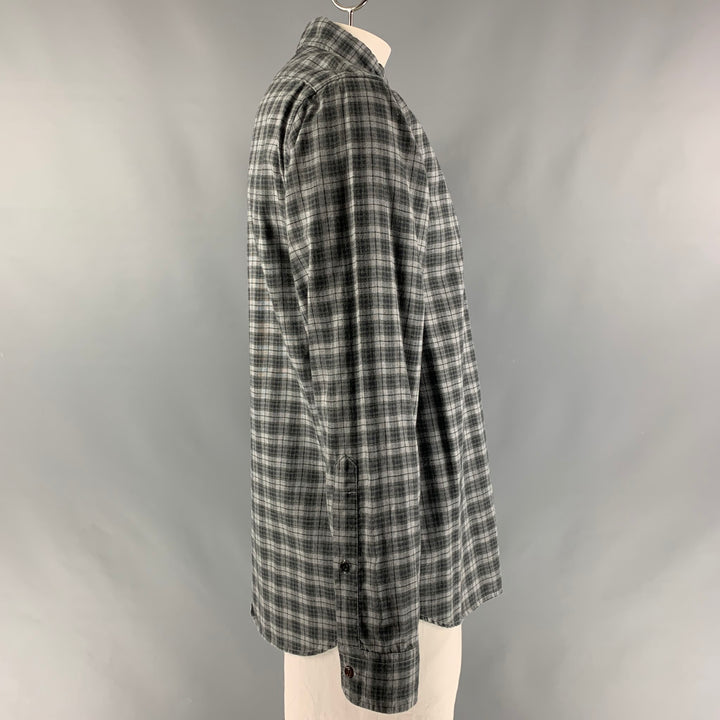 TAYLOR STITCH Size XL Grey Plaid Cotton Button Down Long Sleeve Shirt