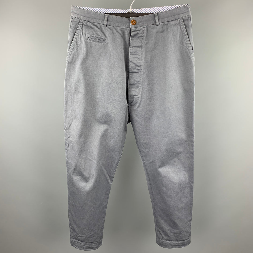 VIVIENNE WESTWOOD MAN Size 36 Grey Cotton Zip Fly Drop Crotch Dress Pants