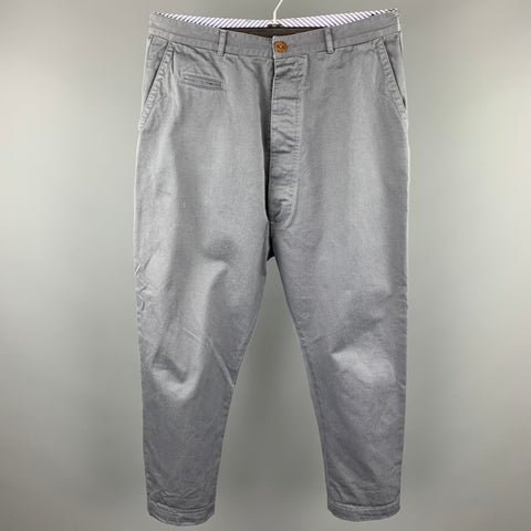 VIVIENNE WESTWOOD MAN Size 36 Grey Cotton Zip Fly Drop Crotch Dress Pants