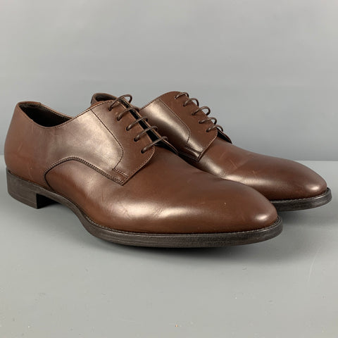 GIORGIO ARMANI Size 10 Brown Leather Lace Up Shoes