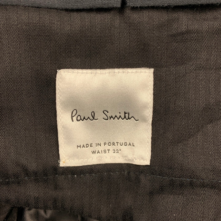 PAUL SMITH Talla 32 Pantalón de vestir de algodón con cremallera y estampado azul