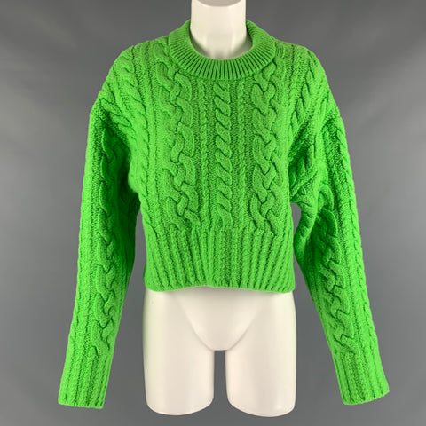 AMI by ALEXANDRE MATTIUSSI Jersey corto de punto de ochos de lana verde talla M