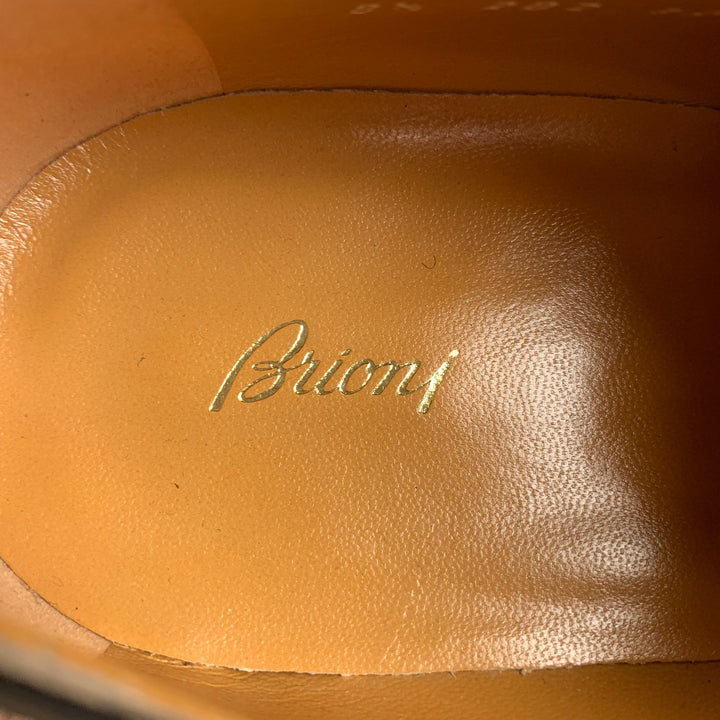 BRIONI Size 8.5 Tan Leather Lace Up Shoes
