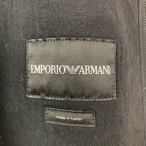 EMPORIO ARMANI Size 38 Black Textured Leather Zip Up Jacket