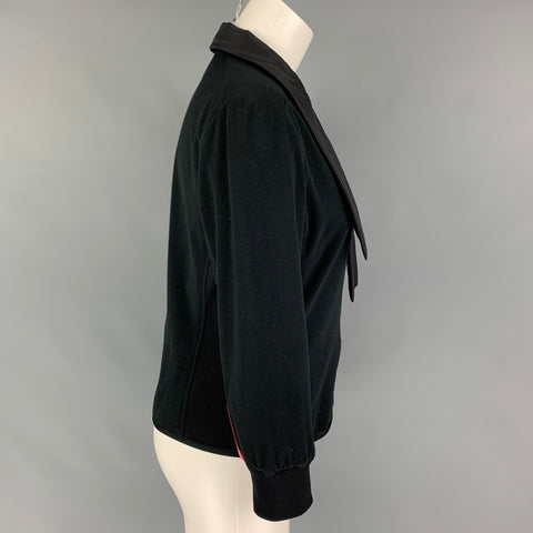 PRADA Size L Black Mixed Fabricd Zip Up Reversible Jacket