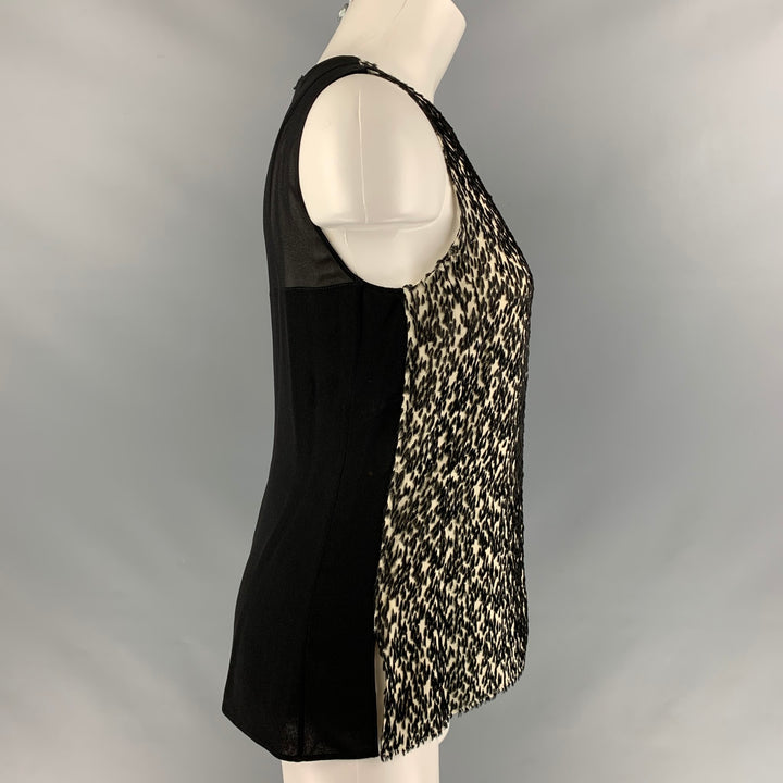 AKRIS Size 6 Black & White Viscose & Silk Blouse