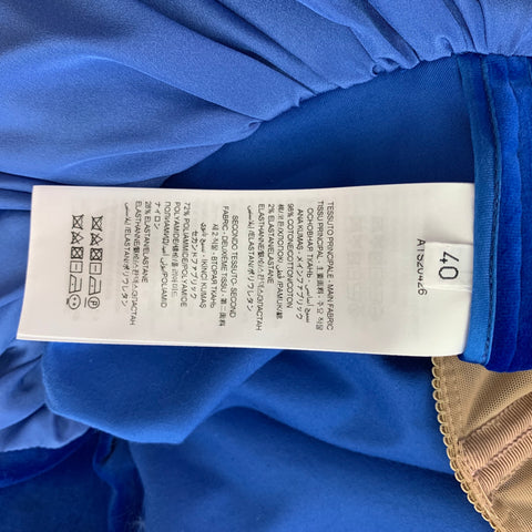 THE ATTICO Royal Blue Velour Cotton &  Elastane Ruffled Size 4 Cocktail Dress