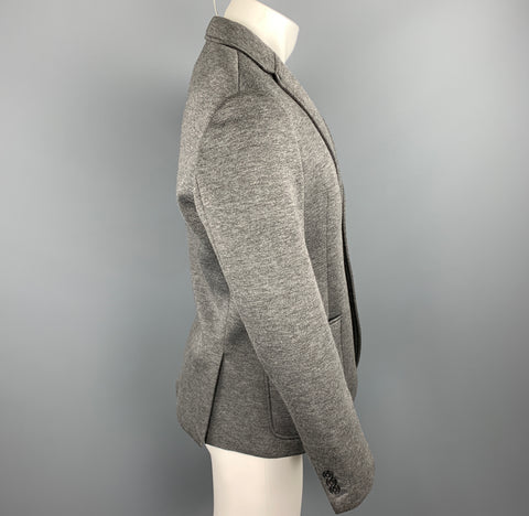 NEIL BARRETT Size 38 Dark Gray Heather Neoprene Notch Lapel Sport Coat