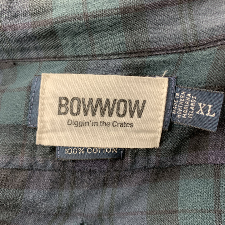 BOWWOW Size XL Multi-Color Plaid Cotton Button Down Long Sleeve Shirt