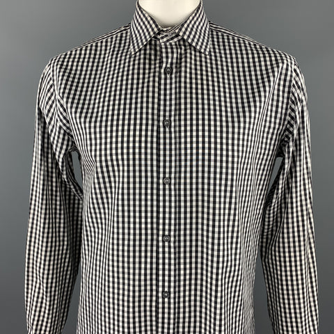 PAUL SMITH Size L Black & White Checkered Cotton French Cuff Long Sleeve Shirt