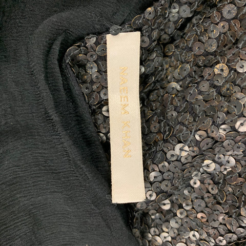 NAEEM KHAN Falda tulipán con lentejuelas color carbón negro talla 4