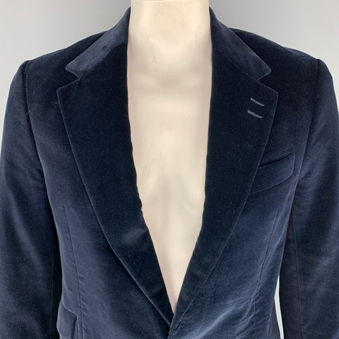PAUL SMITH The Westbourne Taille 42 Manteau de sport à revers cranté en velours bleu marine