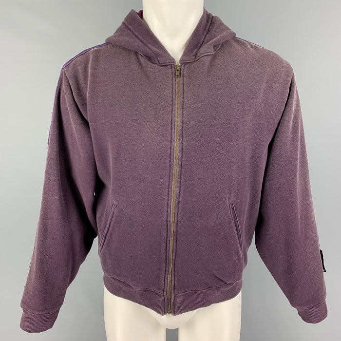 KAPITAL Size M Purple Quilted Cotton Nylon Hooded Sweatshirt