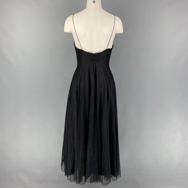 CHLOE Size 4 Blush Black Silk Pleated Spaghetti Straps Long Dress Set
