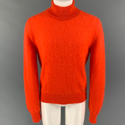 PACO RABANNE Size M Orange Mohair Blend Turtleneck Sweater