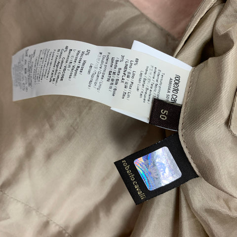ROBERTO CAVALLI Size 40 Peach Textured Linen / Silk Sport Coat