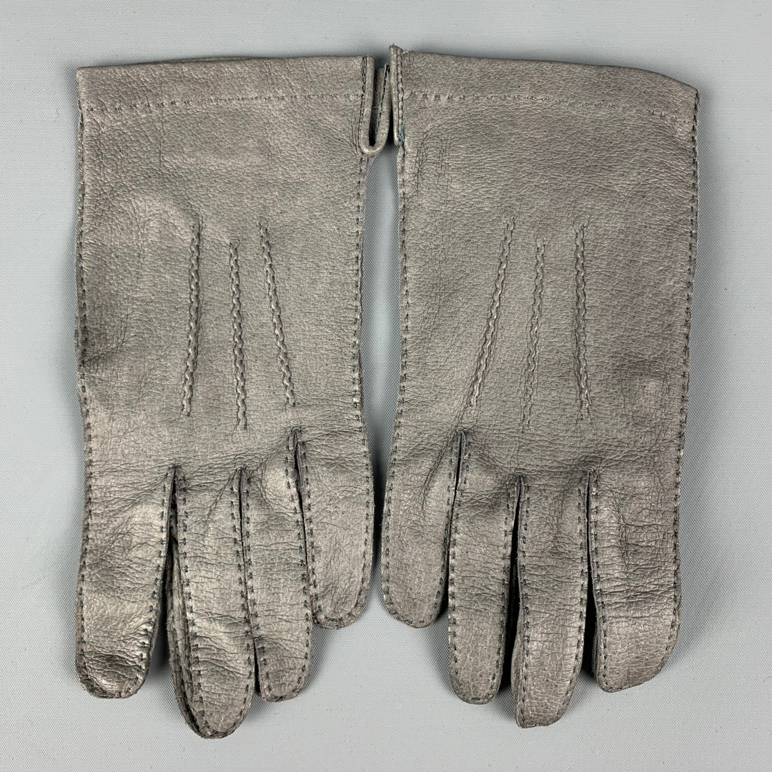 SHALIMAR Size 7 Grey Leather Gloves