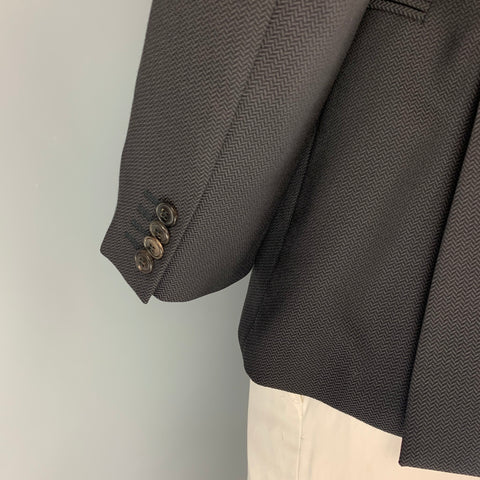 GIORGIO ARMANI Talla 40 Abrigo deportivo con solapa de muesca de lana de lana en espiga negro