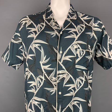 MARC JACOBS Size XXL Grey Print Viscose Camp Short Sleeve Shirt