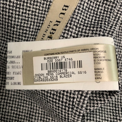 BURBERRY LONDON Size 38 Black White Houndstooth Cotton Blend Sport Coat