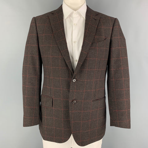 ERMENEGILDO ZEGNA Size 42 Regular Brown Red Plaid Sport Coat