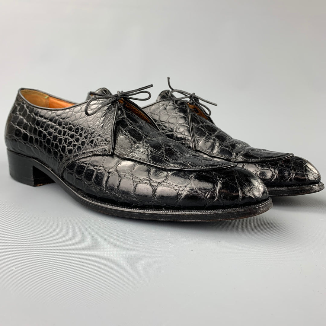 FLORSHEIM Imperial Size 9.5 Black Alligator Lace Up Custom Order Shoes